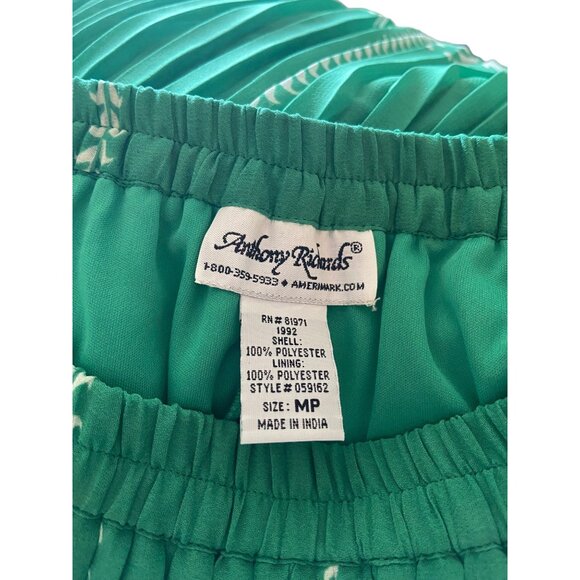 Anthony Richards Pleated Floral Midi Skirt Green Size MP Vintage Coastal Cottage - Picture 3 of 13